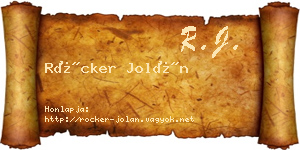 Röcker Jolán névjegykártya
